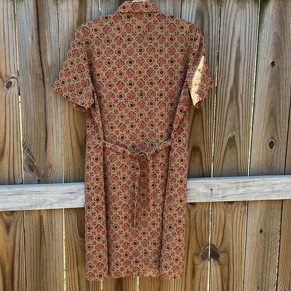 Vintage Orvis Geometric Pattern Button Up Belted Shirt Dress - Picture 3 of 6
